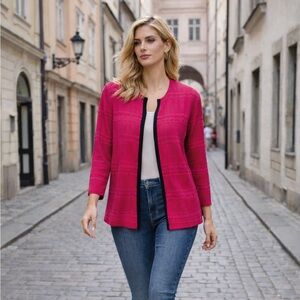 Ming Wang Dark Pink Striped Open Cardigan NWT